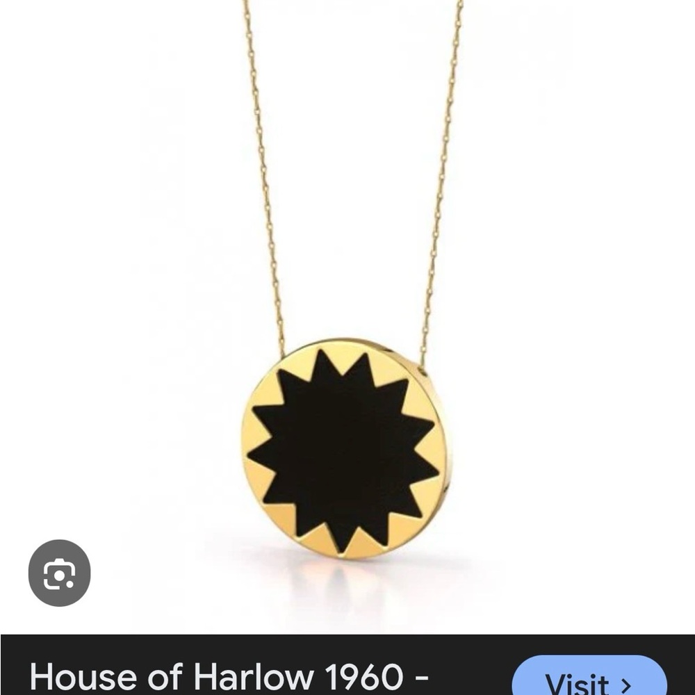 House of Harlow 1960 Black Leather Starburst Necklace